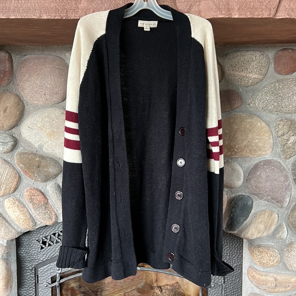 Large varsity style cardigan. Very warm and comfortable